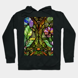Stained Glass Flowers Among Leaves Hoodie